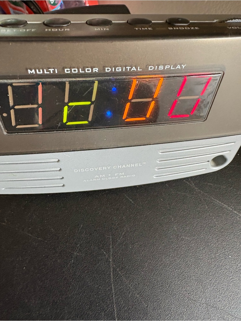 Discover Channel Multi-Color Digital Display AM/FM Alarm Clock Radio - Gray-Test